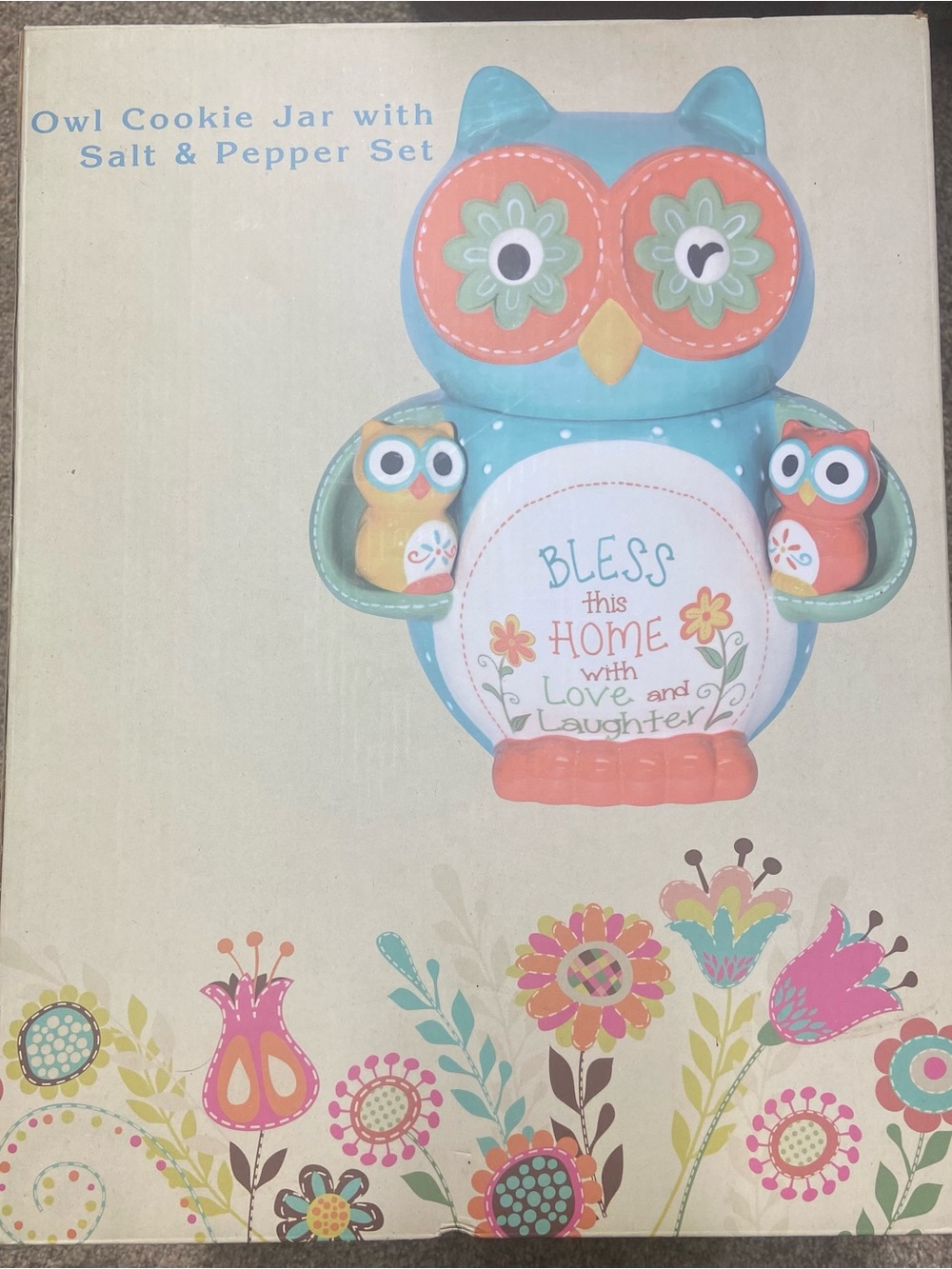 Owl Cookie Jar with salt & pepper set